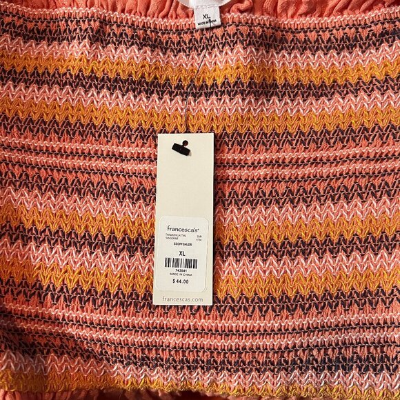 NWT Coco + Jaimeson Francesca's Collection Smocked Off Shoulder Babydoll Top - Picture 2 of 3